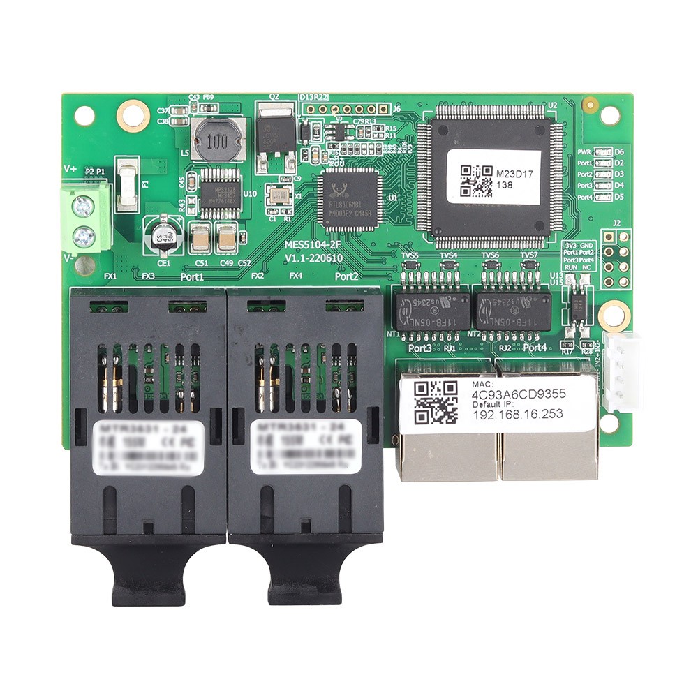 CES5104-2F – Switch Ethernet industrial gerenciável embutido com portas ópticas, entradas digitais e redundância