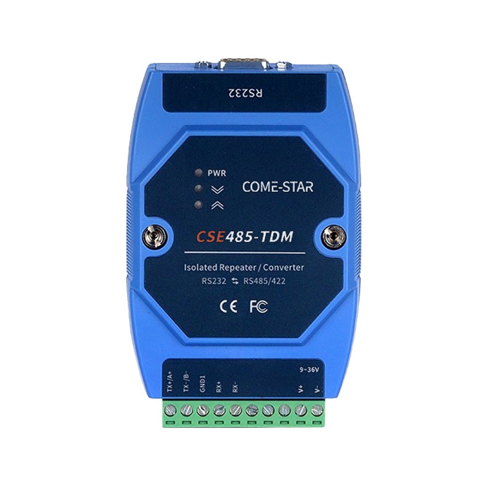 CSE485-TDM – Conversor serial industrial RS232 para RS485/RS422 com isolação tripla de alta velocidade para trilho DIN