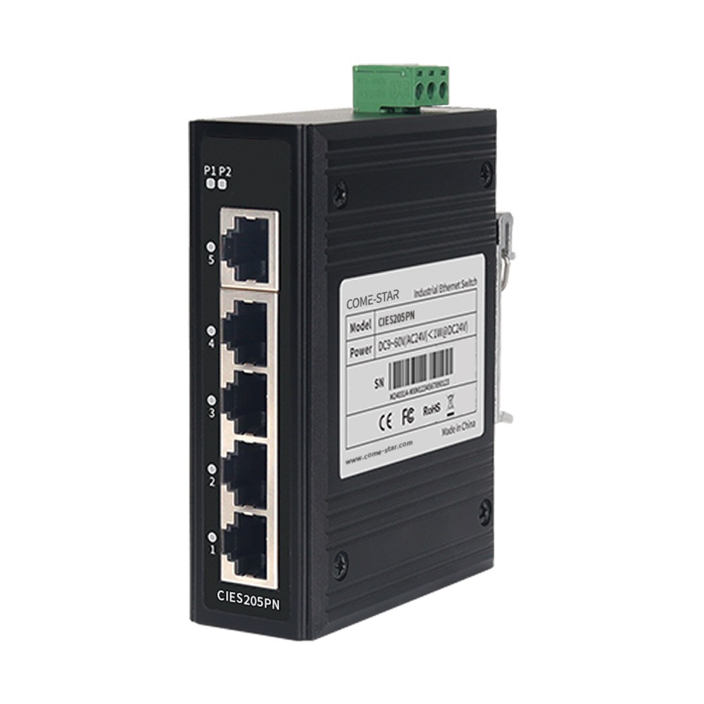 CIES205PN – Switch Ethernet industrial não gerenciável Fast Ethernet com suporte a PROFINET e 5 portas RJ45 para trilho DIN
