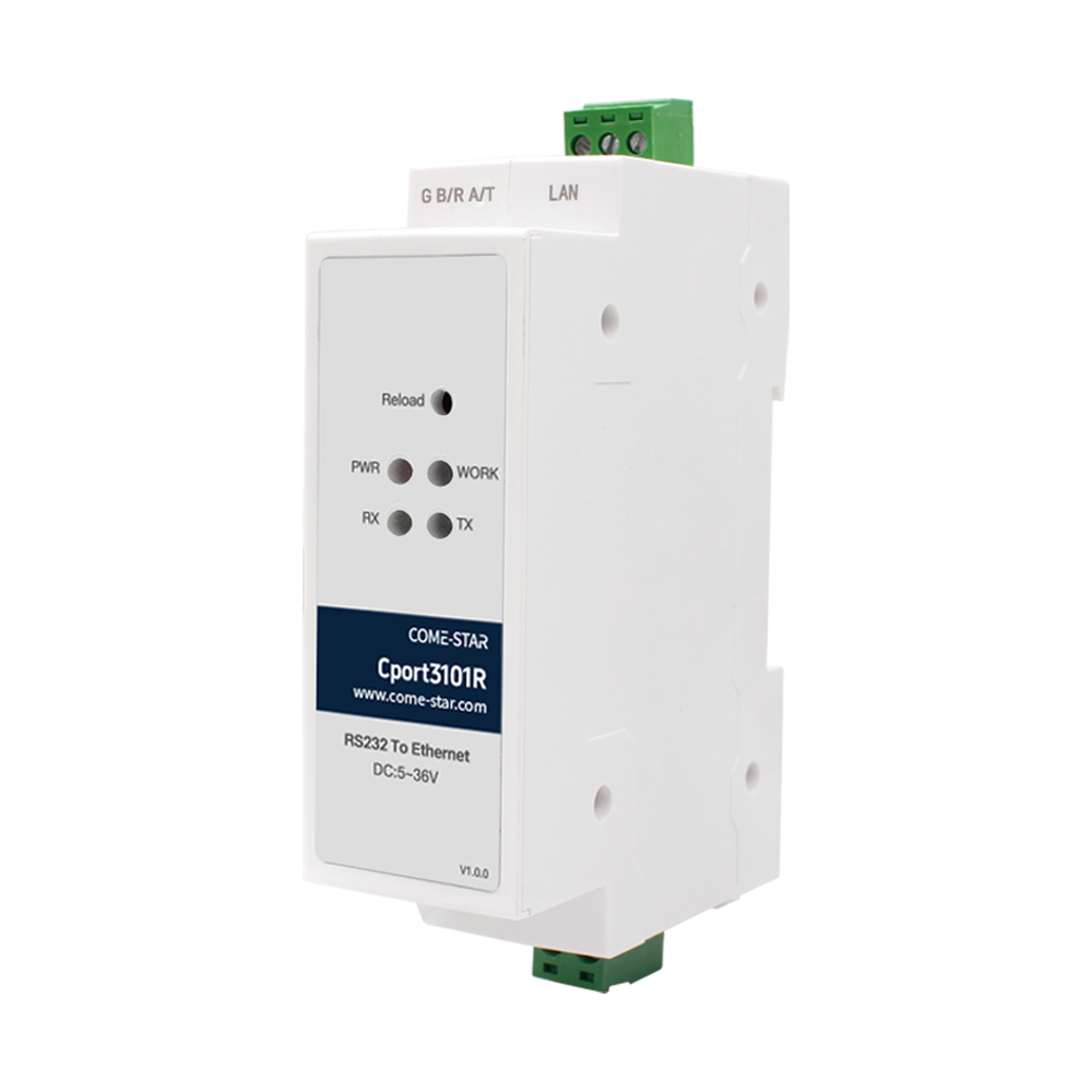 Cport3101R-232 – Conversor serial industrial RS232 para Ethernet com montagem em trilho DIN