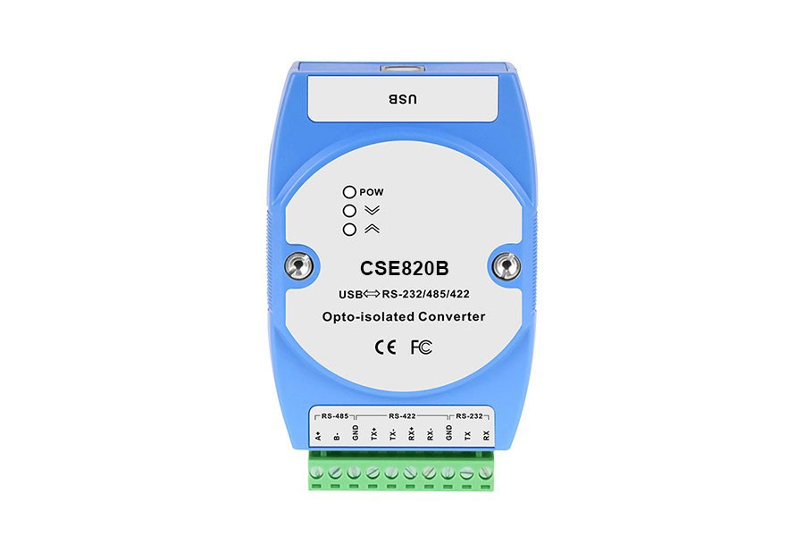 CSE820B – Conversor USB para RS232/RS485/RS422 industrial com detecção automática e alimentação via USB