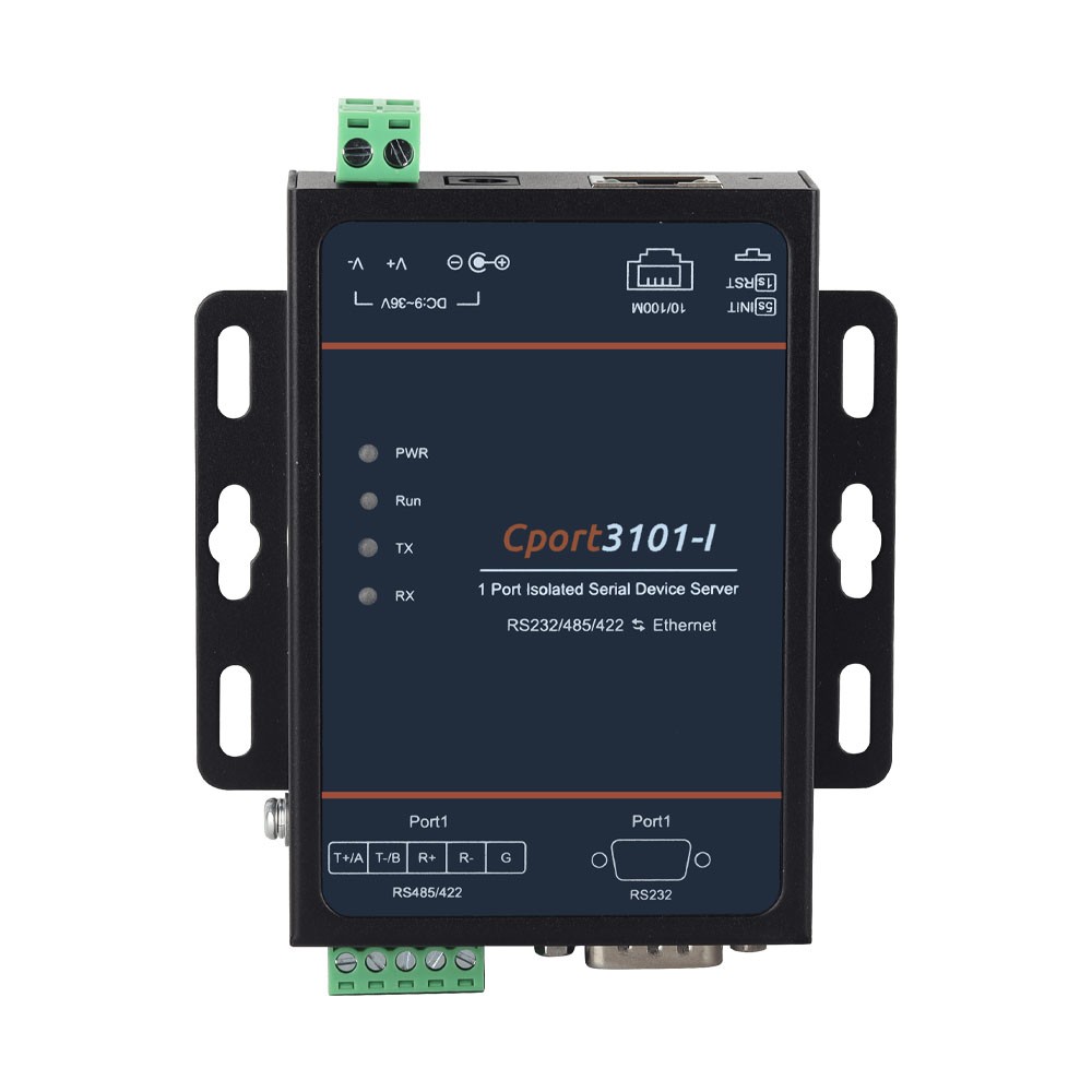 Cport3101-I – Servidor serial industrial isolado RS232/RS485/RS422 para Ethernet com gateway Modbus e IoT