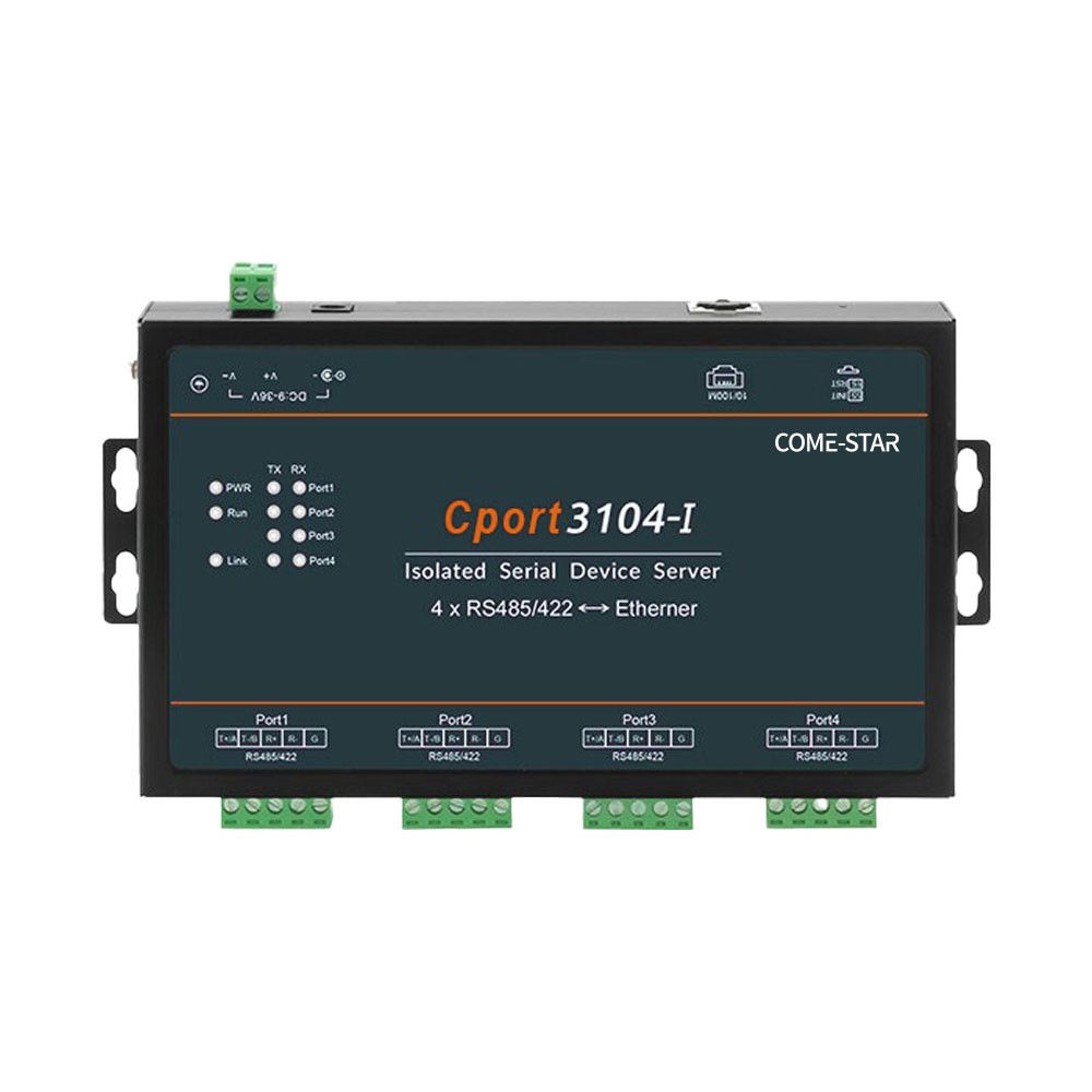 Cport3104-I – Servidor serial industrial isolado 4 portas RS485/RS422 para Ethernet com gateway Modbus