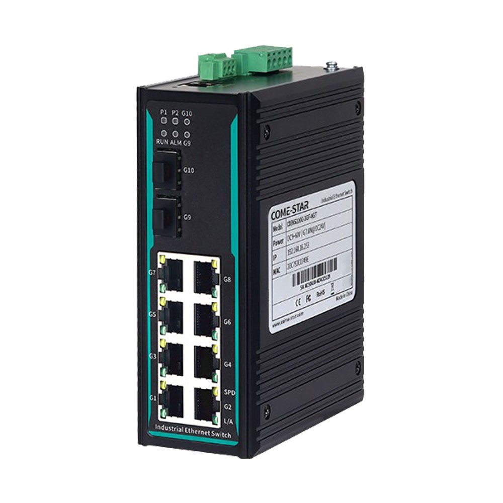 CIEN5210G-2GF-8GT - Switch Ethernet industrial gerenciável Gigabit com 10 portas, 2 portas SFP e 8 portas RJ45 para trilho DIN