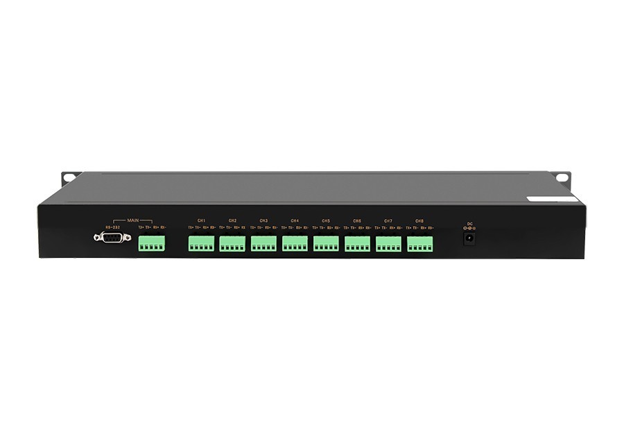 CSE485-HUB8 – Conversor HUB serial industrial com isolação total RS232/RS485/RS422 com 1 porta master e 8 portas slave para rack 19”