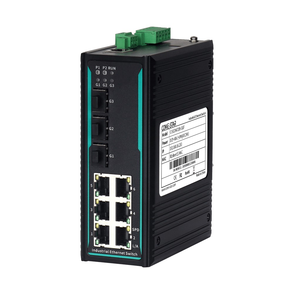 CISCOM7209-3GF – Switch Ethernet industrial gerenciável Gigabit com 3 portas SFP e 6 portas RJ45 para trilho DIN