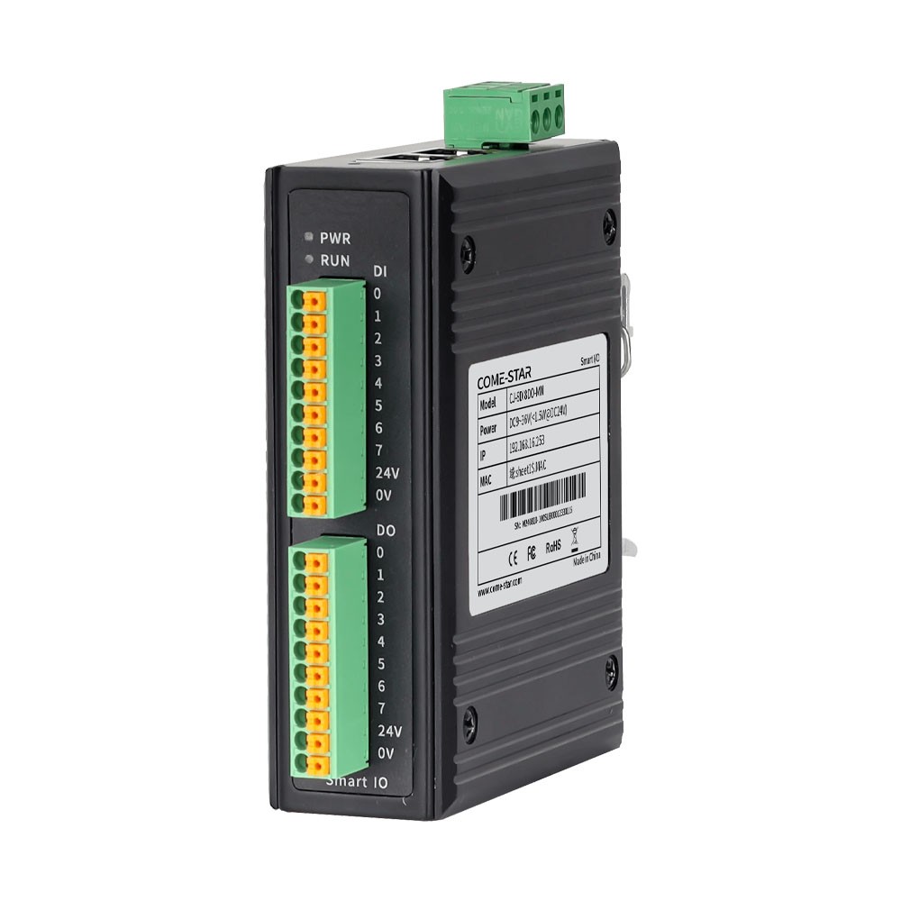 CJ-8DI8DO-MN – Controlador remoto industrial com 8 DI, 8 DO NPN e Ethernet Modbus TCP