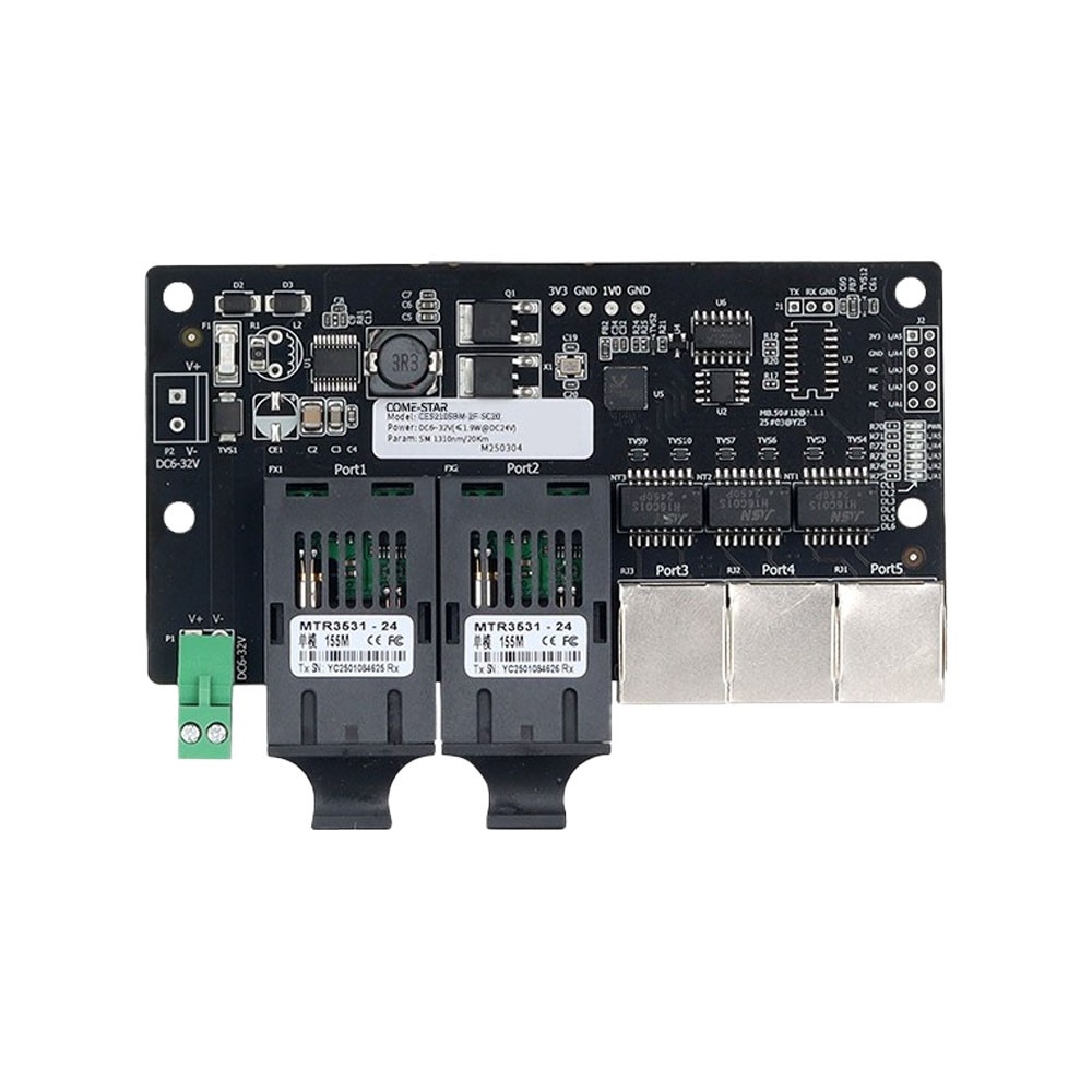 CES2105BM-2F – Switch Ethernet industrial embutido com 2 portas fibra e 3 portas Ethernet 100 Mbps