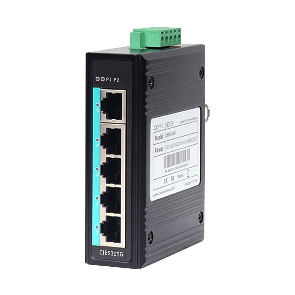 CIES305G – Switch Ethernet industrial não gerenciável Gigabit com 5 portas RJ45 para trilho DIN