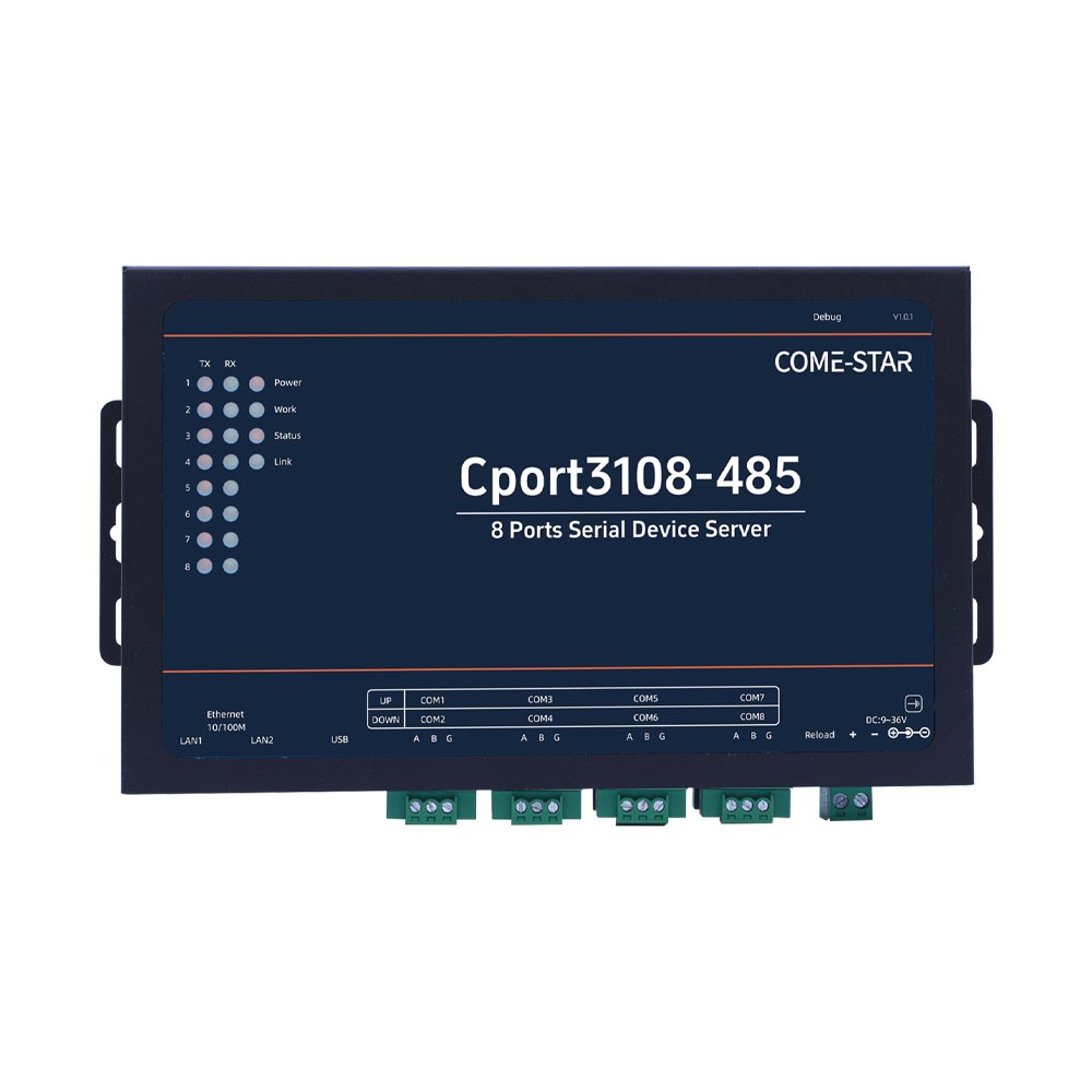 Cport3108-485 – Servidor serial industrial 8 portas RS485 para Ethernet com gateway Modbus e IoT