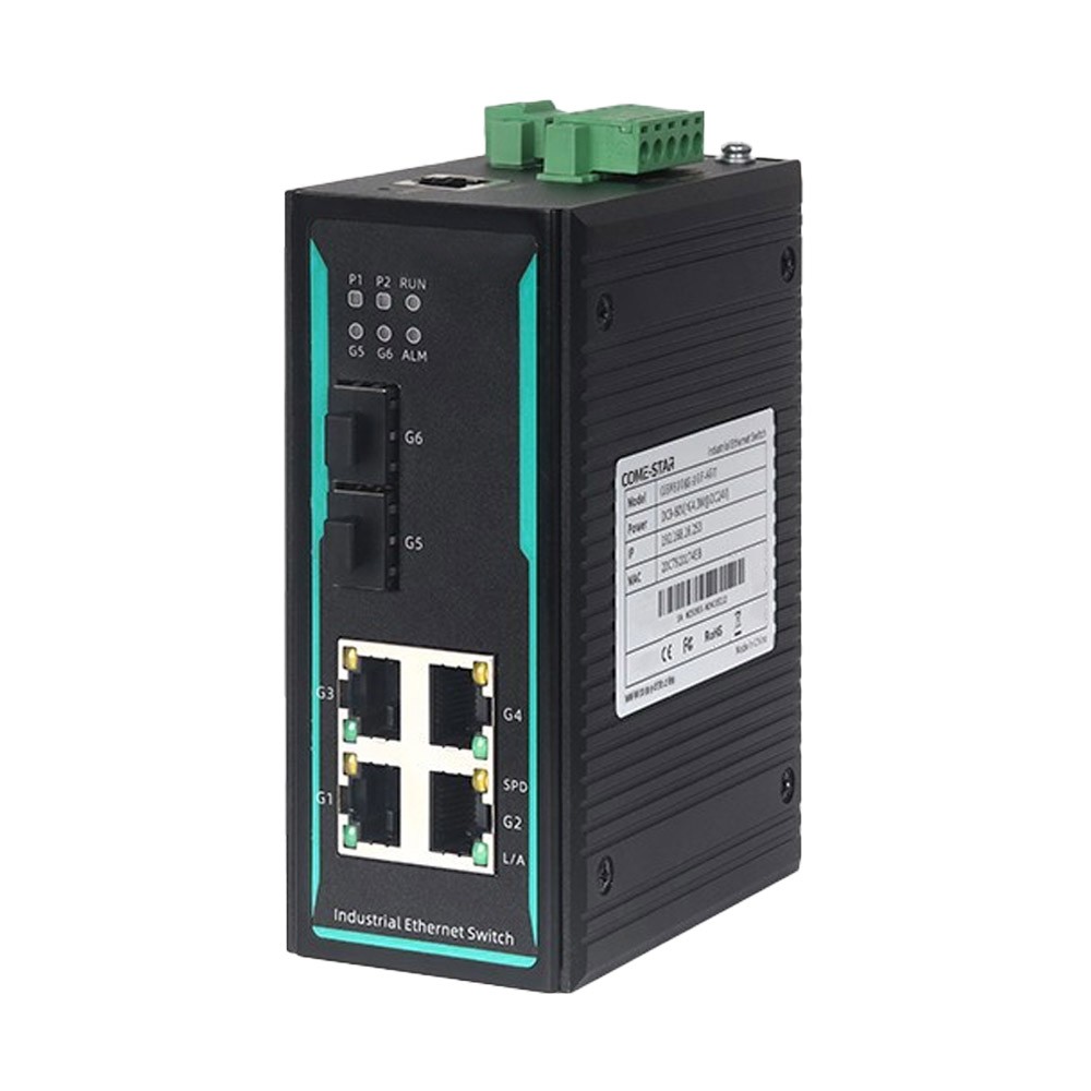 CIEN5206G-2GF-4GT – Switch Ethernet industrial gerenciável com 2 portas SFP Gigabit e 4 portas RJ45 Gigabit para trilho DIN