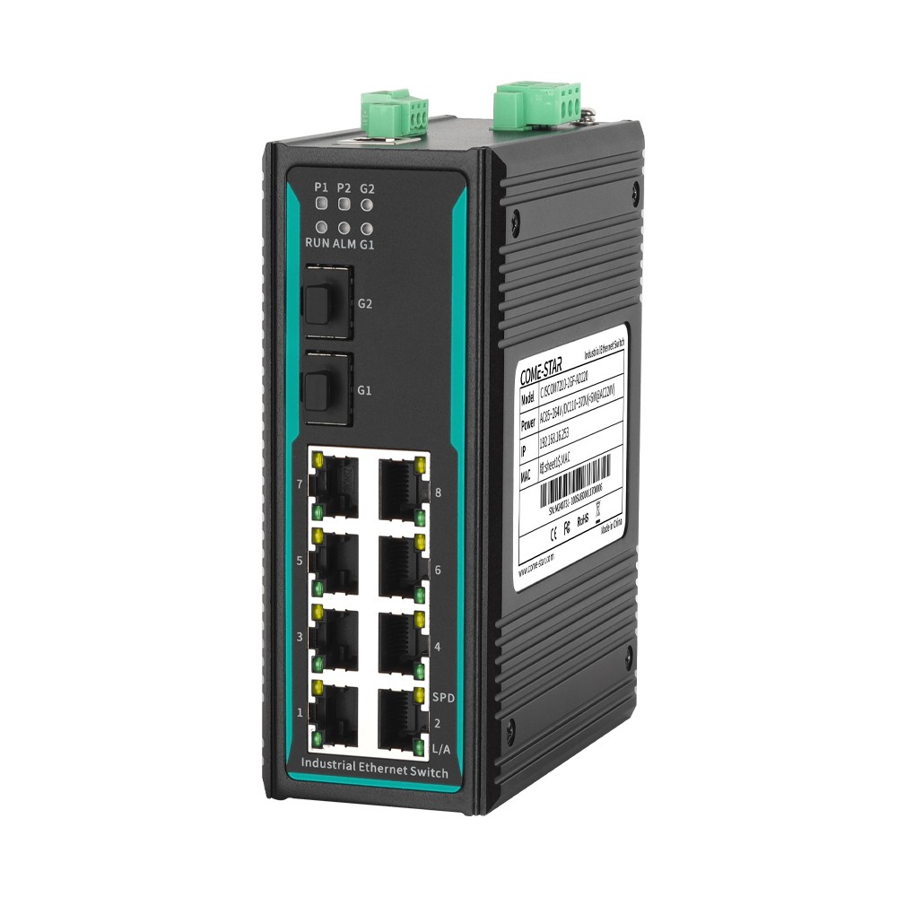 CISCOM7210-2GF – Switch Ethernet industrial gerenciável Gigabit com 2 portas SFP e 8 portas RJ45 para trilho DIN