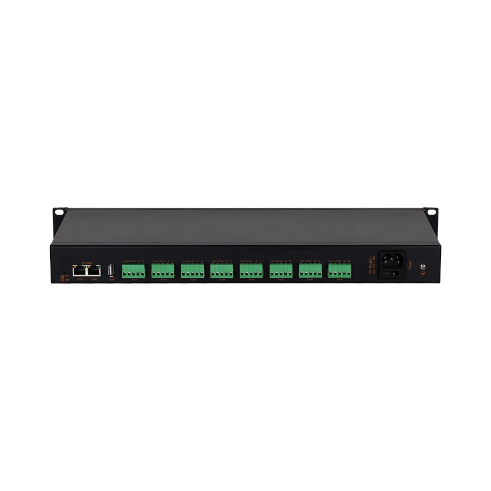 Cport3208-I-AD220 – Servidor serial industrial isolado 8 portas RS485/RS422 para Ethernet com montagem em rack e gateway Modbus e IoT