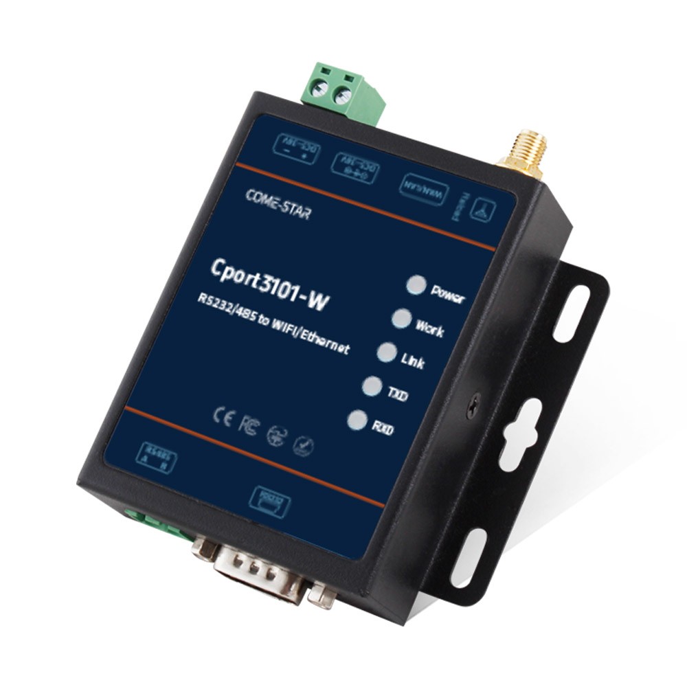 Conversor serial industrial RS232/RS485 para Ethernet e Wi-Fi com gateway Modbus e IoT - Cport3101-W