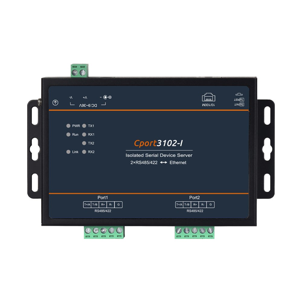 Cport3102-I – Servidor serial industrial isolado 2 portas RS485/RS422 para Ethernet com gateway Modbus