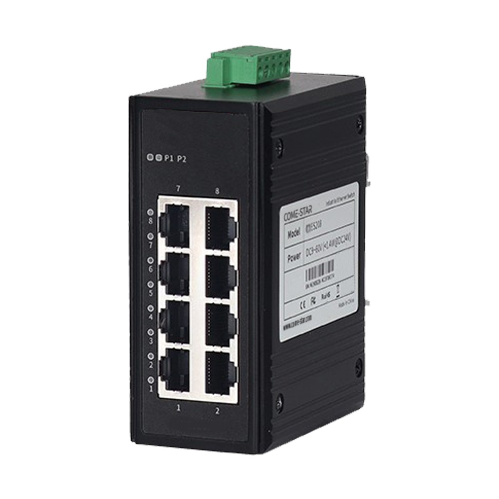 CIES208 – Switch Ethernet industrial não gerenciável Fast Ethernet com 8 portas RJ45 para trilho DIN
