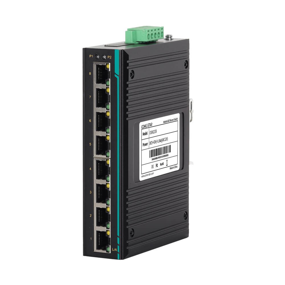 CIEN2208 Series – Switch Ethernet industrial não gerenciável 8 portas Fast Ethernet com opção fibra para trilho DIN