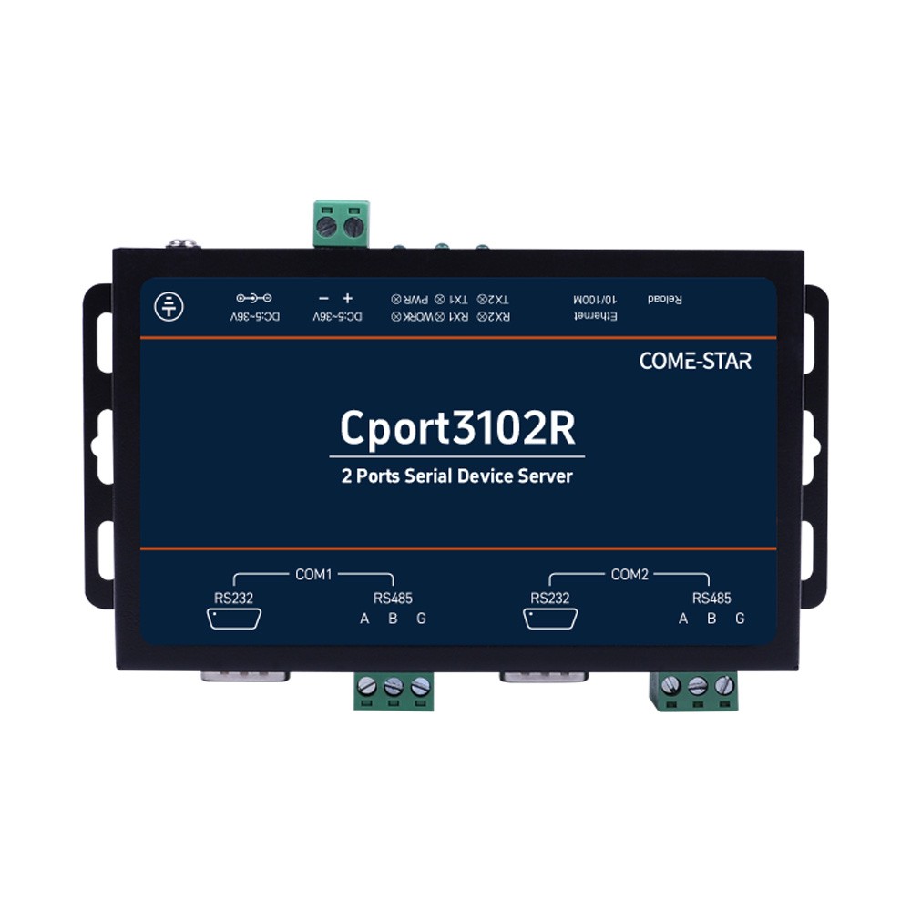 Cport3102R – Servidor serial industrial 2 portas RS232/RS485 para Ethernet com gateway Modbus e IoT